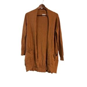 Dreamers M/L Brown Open Front Knit Cardigan‎ Long Sleeve Pockets Casual